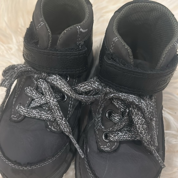 2/$28 Carter’s Dressy Boots With Laces and Velcro Black & Gray Charcoal Size 9 - Picture 2 of 6